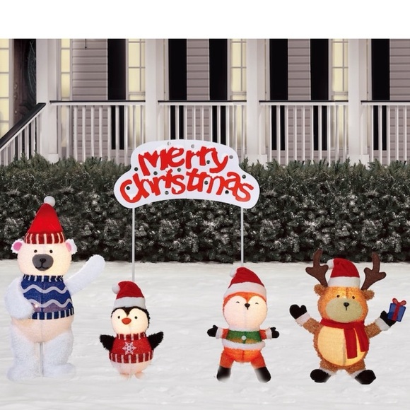 Holiday Living 4 pc pop up Animals and Merry Christmas sign - Picture 2 of 2